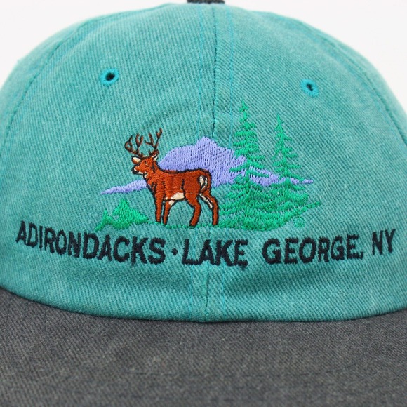 Vintage Adirondacks Hat Strapback Lake George NY Mountains Deer Sansegal Rare - Picture 2 of 13